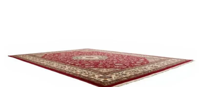 SKKS premium large carpet cleaning service 101 to 150 sqft showing a deeply cleaned red Persian style area rug