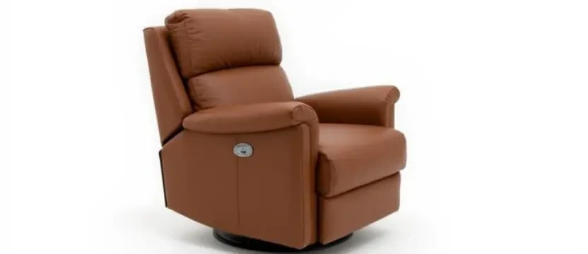SKKS premium single seat recliner cleaning service showing a spotless brown leather manual recliner chair
