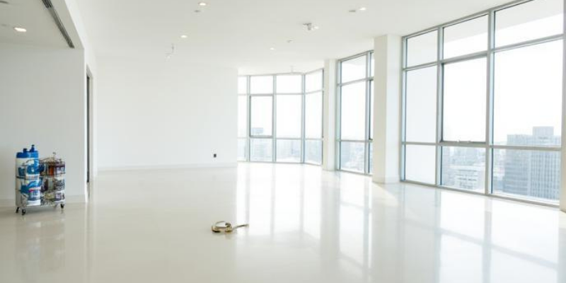 SKKS professional unfurnished home and move in deep cleaning service showing an empty modern apartment with spotless gleaming floors