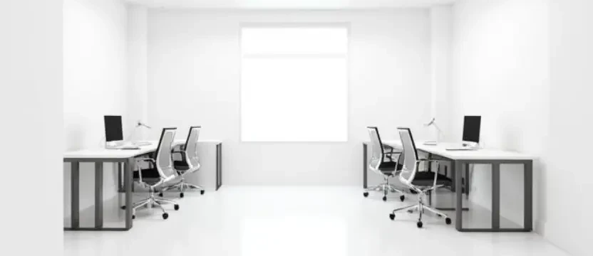 SKKS professional small office cleaning service showing a spotless compact private cabin with two workstations